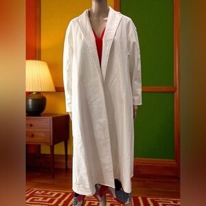 Vintage 80’s white faux leather vegan friendly  duster trench coat-L